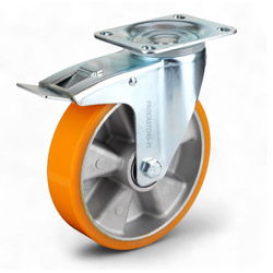 KPM-ALPU 200K-HC Top Plate Swivel Castor with Brake 200mm / polyurethane-alumimium / ball bearing / 500kg
