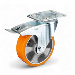 KPM-ALPU 160K-HC Top Plate Swivel Castor with Brake 160mm / polyurethane-alumimium / ball bearing / 500kg