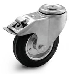 Swivel castor with break KJE-SG 200W-HC Rubber tyre Steel rim Load Capacity 230kg/200mm/ Roller bearing