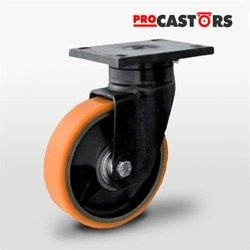 KPWW-ZPU 250K Top Plate Swivel Castor  250mm / polyurethane-cast iron / ball bearing / 1400kg