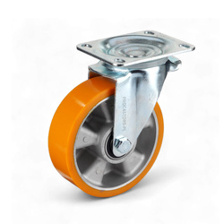 KPM-ALPU 160K Top Plate Swivel Caster 160mm / polyurethane-alumimium / ball bearing / 500kg