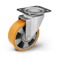 KPM-ALPU 160K Top Plate Swivel Caster 160mm / polyurethane-alumimium / ball bearing / 500kg