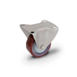Top Plate Stainless fixed castor TPX-POPUB 100K1 Polyamide rim, PU tyre 200 kg / 100 mm / ball bearing